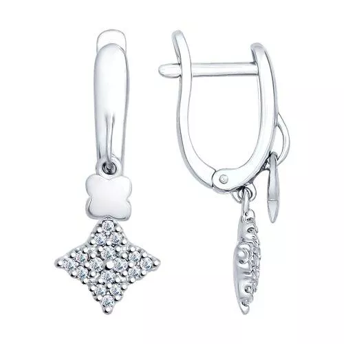 Серьги из серебра с фианитами