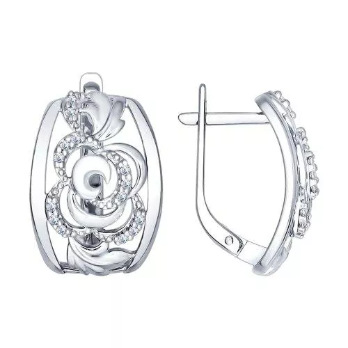 Серьги из серебра с фианитами