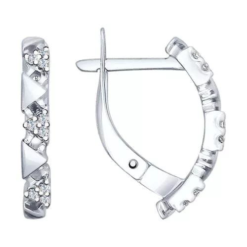 Серьги из серебра с фианитами