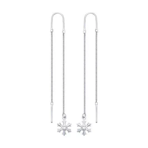 Длинные серьги «Снежинки» из серебра