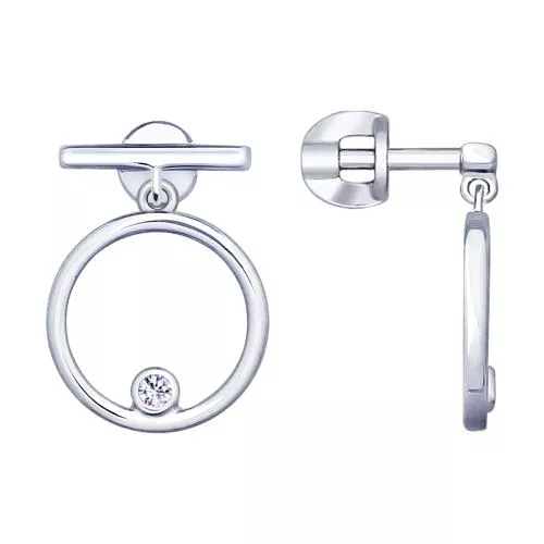 Серьги из серебра с фианитами