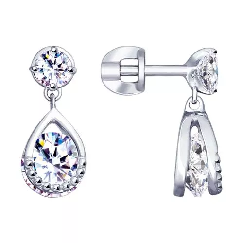 Серьги из серебра с фианитами
