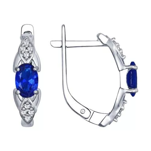 Серьги из серебра с синими фианитами