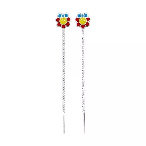 Серьги-цепочки из серебра с эмалью