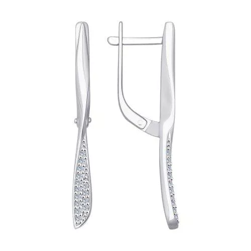 Серьги из серебра с фианитами