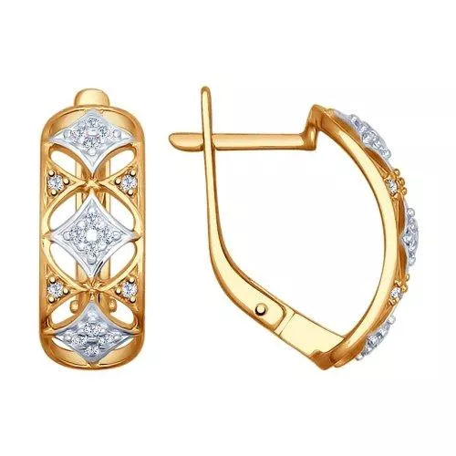 Серьги из золочёного серебра с фианитами
