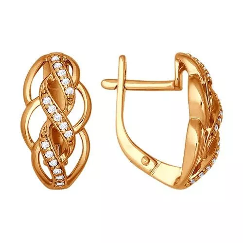 Серьги из золочёного серебра с фианитами