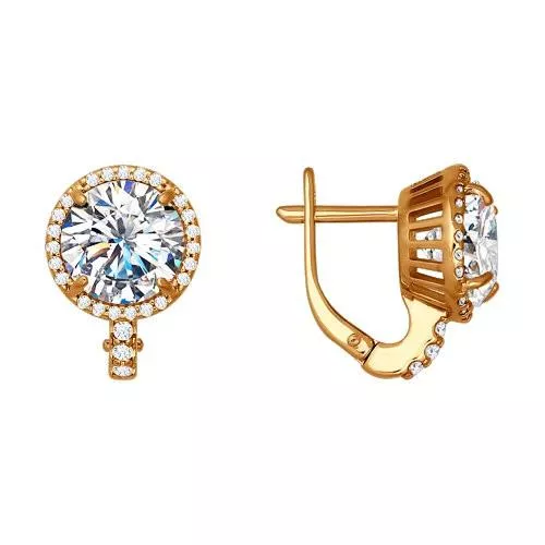 Серьги из золочёного серебра с фианитами