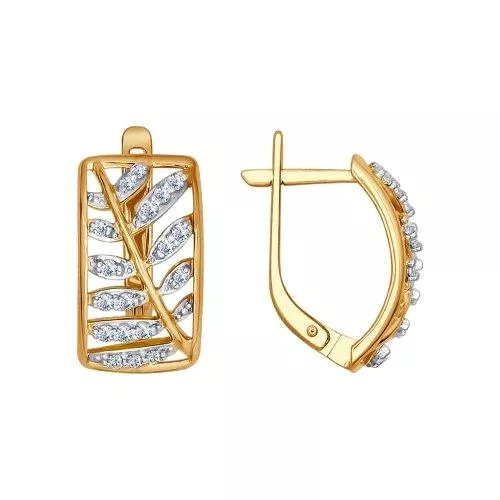 Серьги из золочёного серебра с фианитами