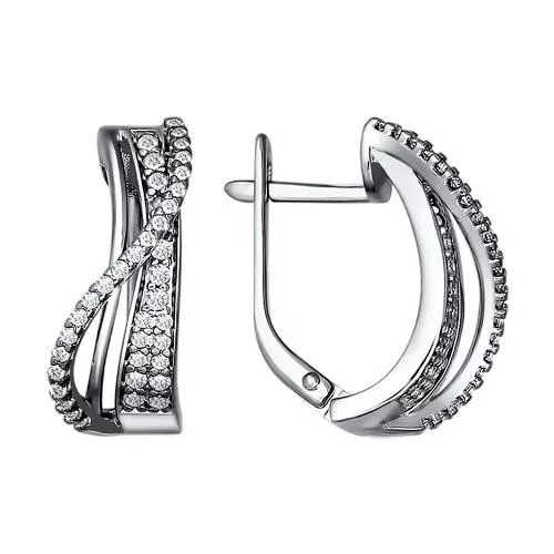 Серьги из серебра с фианитами