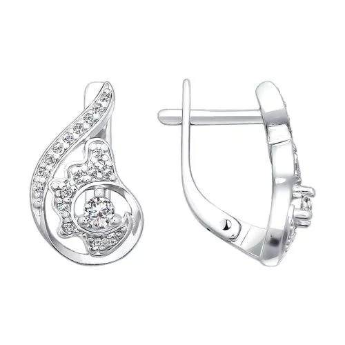 Серьги из серебра с фианитами