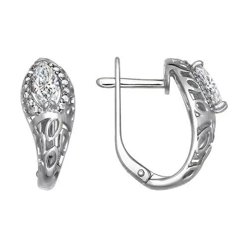 Серьги из серебра с фианитами