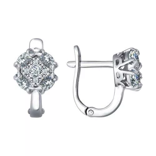 Серьги из серебра с фианитами