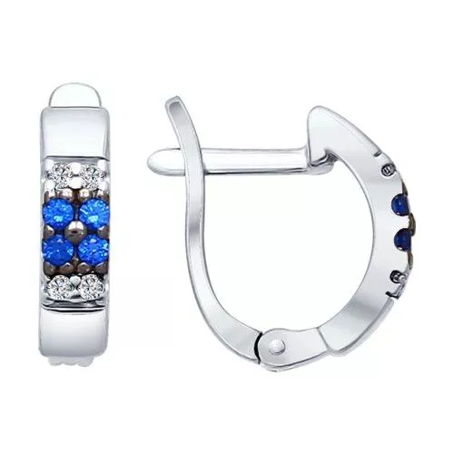 Серьги из серебра с фианитами