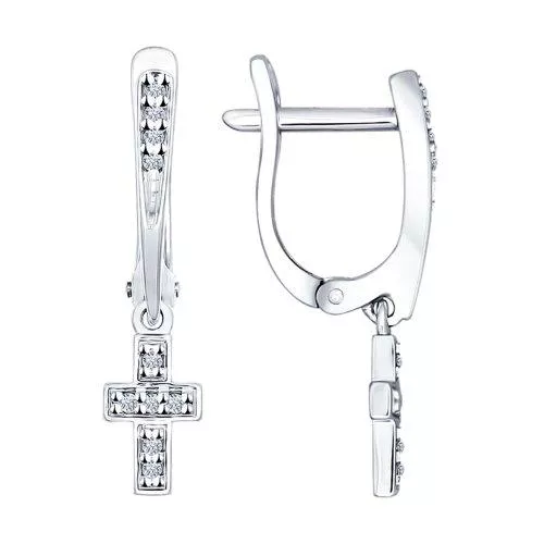 Серьги из серебра с фианитами