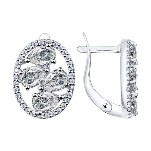 Серьги из серебра с фианитами