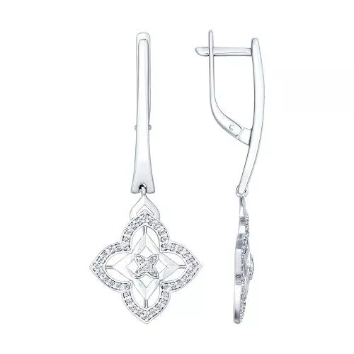 Серьги из серебра с фианитами