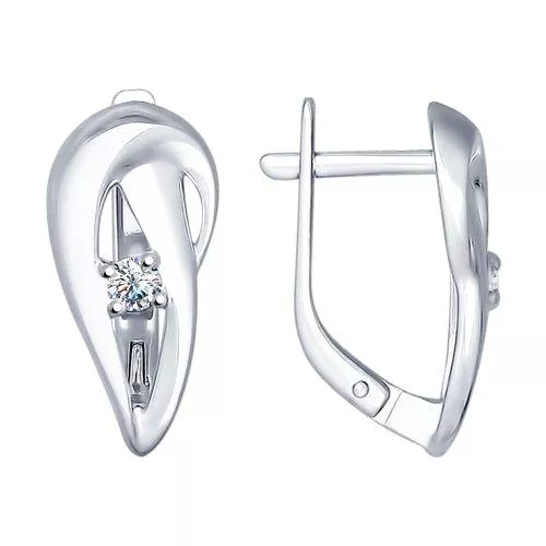 Серьги из серебра с фианитами