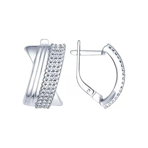 Серьги из серебра с фианитами