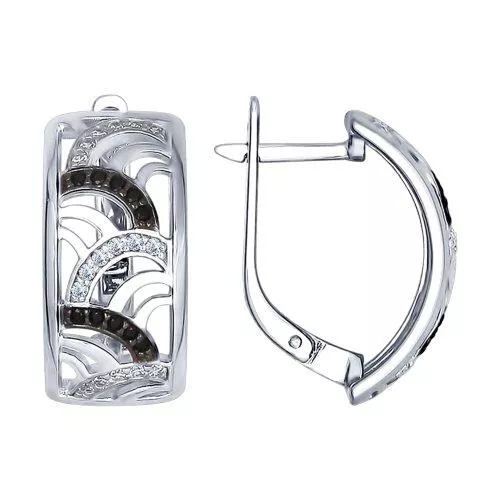 Серьги из серебра с фианитами