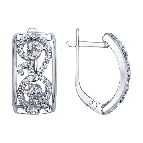 Серьги из серебра с фианитами