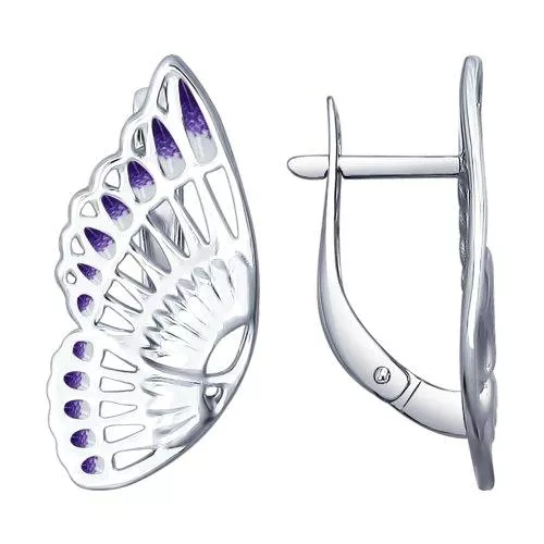 Серьги в виде бабочек из серебра