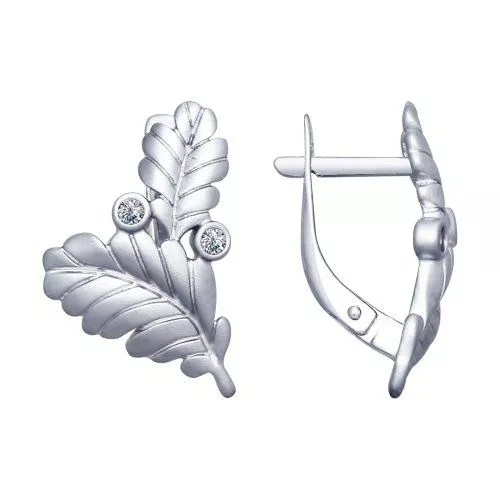 Серьги из серебра с фианитами