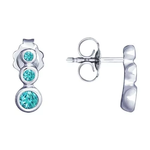 Серьги из серебра с фианитами