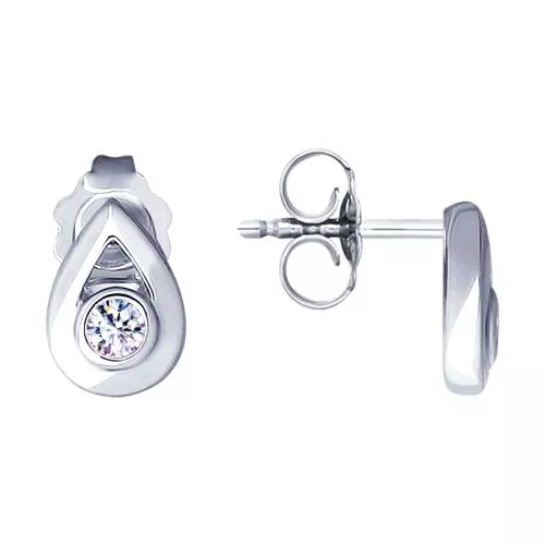 Серьги из серебра с фианитами