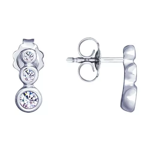 Серьги из серебра с фианитами