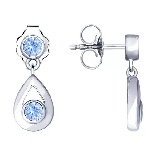 Серьги из серебра с фианитами