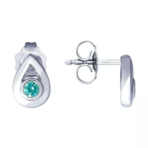 Серьги из серебра с фианитами