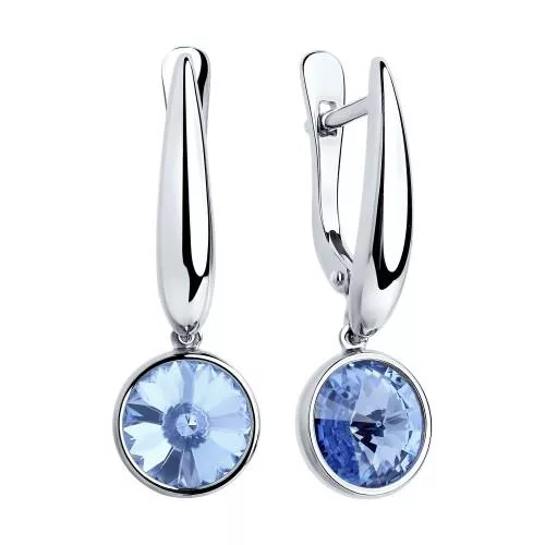 Серьги из серебра с синими кристаллами Swarovski