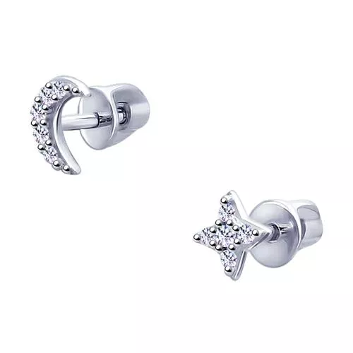 Серьги из серебра с фианитами