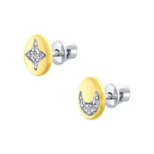 Серьги-пусеты из золочёного серебра «Звезда и луна»