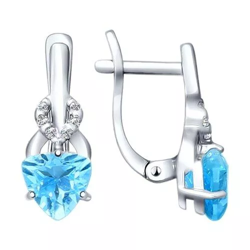 Серьги из серебра с топазами и фианитами