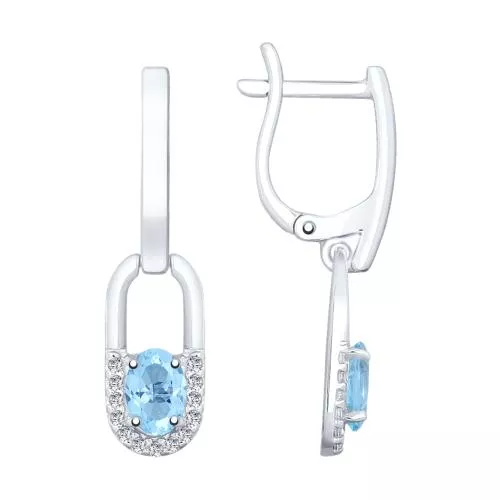 Серьги из серебра с топазами и фианитами