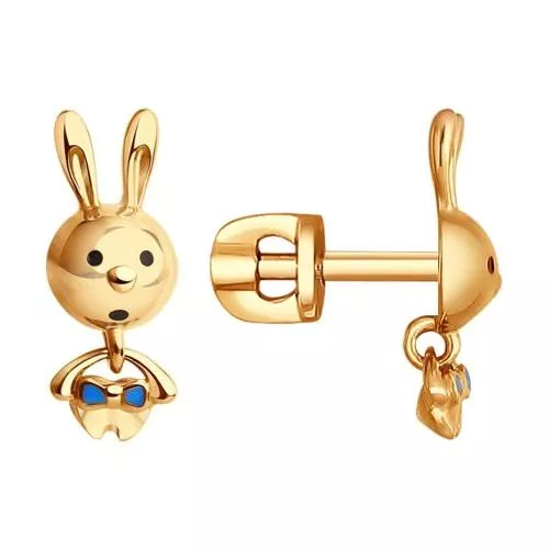 Серьги-пусеты животные из серебра с эмалью