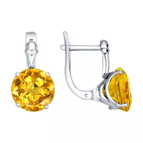 Серьги с цитрином серебро