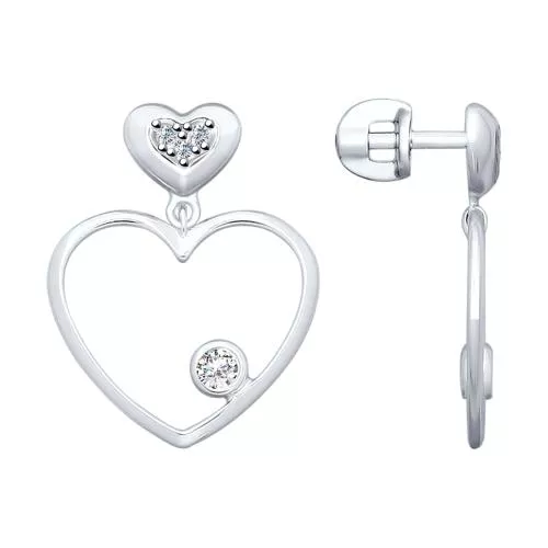 Серьги из серебра с фианитами