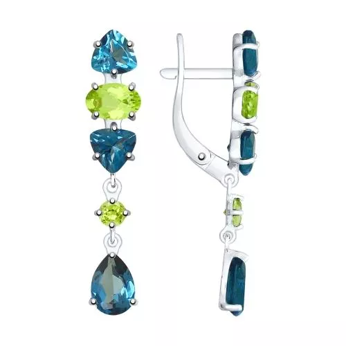 Серьги из серебра с полудрагоценными вставками