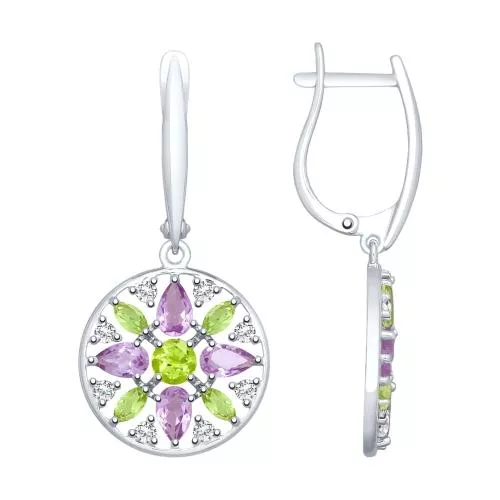 Серьги из серебра с миксом камней