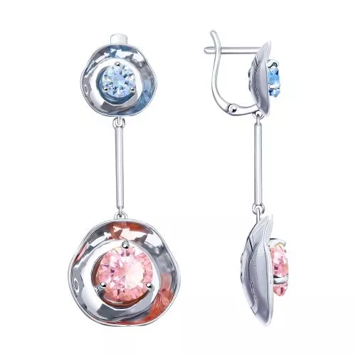 Серьги из серебра с фианитами