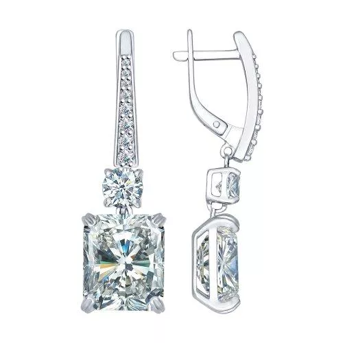 Серьги из серебра с фианитами