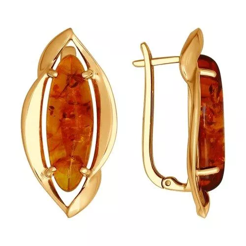 Серьги из серебра с янтарём (пресс.)