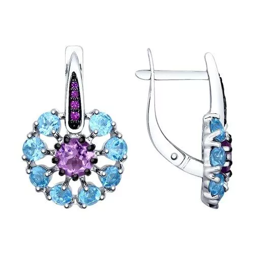 Серьги из серебра с миксом камней