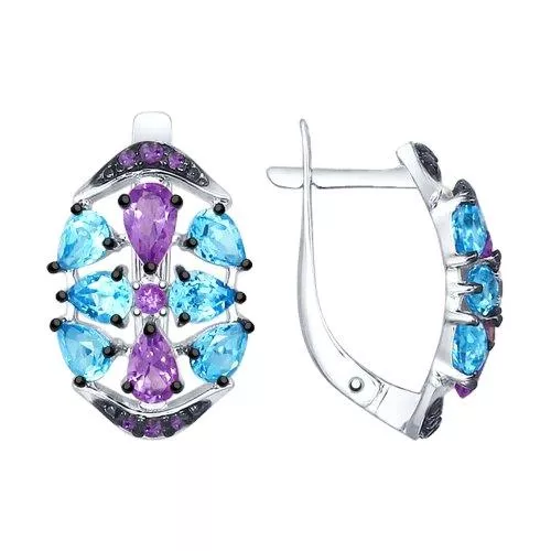 Серьги из серебра с миксом камней