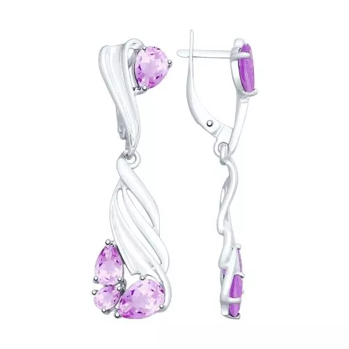 Серьги из серебра с аметистами