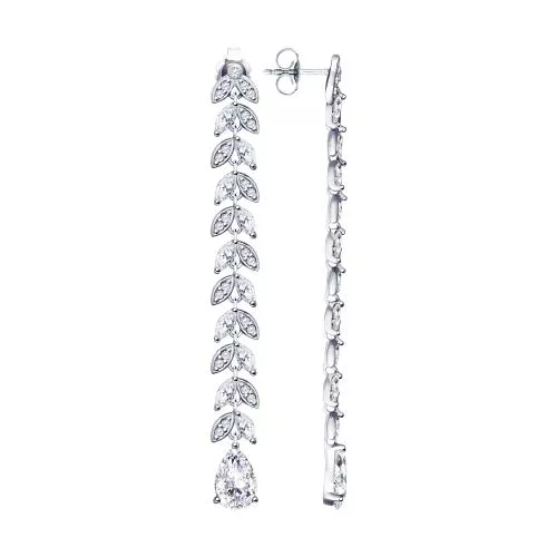 Серьги из серебра с фианитами