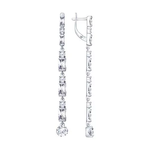 Серьги из серебра с фианитами